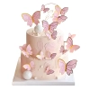 Topper piker dekoracja na tort motyle różowe roczek urodziny baby shower 10 szt