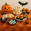 Obrus na stół halloween pomarańczowy foliowy pajęczyna 274x137cm