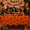 Obrus na stół halloween pomarańczowy foliowy pajęczyna 274x137cm