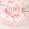 Patera papierowa na ciasto babeczki stojak na muffinki kokardki różowe urodziny