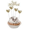 Topper piker ozdoby na tort babeczki napis Just Married  serduszka dekoracje ślub wesele zestaw 5 sztuk