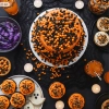 Posypka na tort 50g perełki czarne i pomarańczowe mix halloween dekoracje na babeczki