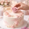 Kwiaty na tort róża cukrowa 1 sztuka kwiat pudrowy róż dekoracje urodzinowe wesele
