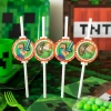 Słomki papierowe rurki do napoi minecraft gra piksele dla gracza 4 sztuki