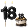 Świeczki ozdoby na tort cyfra 18 świeczka czarna diament dekoracje urodzinowe