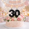 Świeczki ozdoby na tort cyfra 30 świeczka czarna diament dekoracje urodzinowe