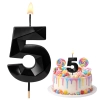 Świeczki ozdoby na tort cyfra 5 świeczka czarna diament dekoracje urodzinowe