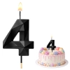 Świeczki ozdoby na tort cyfra 4 świeczka czarna diament dekoracje urodzinowe