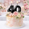 Świeczki ozdoby na tort cyfra 40 świeczka czarna diament dekoracje urodzinowe