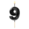 Świeczki ozdoby na tort cyfra 9 świeczka czarna diament dekoracje urodzinowe