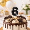 Świeczki ozdoby na tort cyfra 6 świeczka czarna diament dekoracje urodzinowe