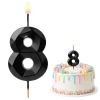 Świeczki ozdoby na tort cyfra 8 świeczka czarna diament dekoracje urodzinowe