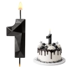 Świeczki ozdoby na tort cyfra 1 świeczka czarna diament na roczek dekoracje urodzinowe