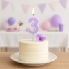 Świeczka na tort fioletowa cyfra 3 świeczki urodzinowe ozdobne 1 sztuka