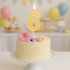 Świeczka na tort żółta cyfra 6 świeczki urodzinowe ozdobne 1 sztuka