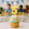 Świeczka na tort żółta cyfra 5 świeczki urodzinowe ozdobne 1 sztuka