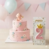 Świeczka na tort różowa cyfra 2 świeczki urodzinowe brokatowe z koroną