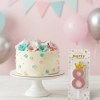 Świeczka na tort różowa cyfra 8 świeczki urodzinowe brokatowe z koroną