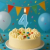 Świeczka na tort niebieska cyfra 4 świeczki urodzinowe ozdobne 1szt