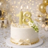 Świeczki ozdoby na tort cyfra 18 świeczka złota satynowa dekoracje urodzinowe