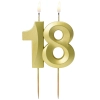 Świeczki ozdoby na tort cyfra 18 świeczka złota satynowa dekoracje urodzinowe