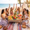 Talerzyki papierowe 6 sztuk tropikalne kwiaty aloha ozdoby na stół dekoracje urodzinowe