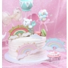 Topper ozdoby na tort napis Happy Birthday kolorowa tęcza dekoracje urodzinowe