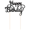 Topper ozdoby na tort napis Happy Birthday czarny brokatowy dekoracje urodzinowe