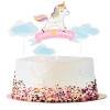 Topper piker ozdoby na tort jednorożec chmurki napis Happy Birthday dekoracje urodzinowe unicorn zestaw 4 sztuki