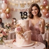 Topper na tort cyfra 18 napis eighteen złoty czarny dekoracje urodzinowe rocznica
