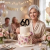 Topper na tort cyfra 60 napis sixty złoty czarny dekoracje urodzinowe rocznica