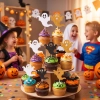 Topper na tort pikery na babeczki 6 sztuk duszek śmieszne miny dekoracje halloween