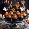 Topper na tort pikery na babeczki 6 sztuk duszek śmieszne miny dekoracje halloween