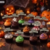 Topper na tort pikery na babeczki 12szt napis HAPPY HALLOWEEN fluorescencyjne