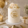 Topper na tort bok tortu Happy Birthday złoty lustrzany ozdoby dekoracje urodzinowe