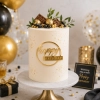 Topper na tort bok tortu Happy Birthday złoty lustrzany ozdoby dekoracje urodzinowe