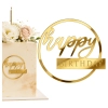 Topper na tort bok tortu Happy Birthday złoty lustrzany ozdoby dekoracje urodzinowe