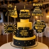 Topper ozdoby na tort napis Happy Birthday tort prezent balony dekoracje urodzinowe zestaw 6 sztuk