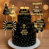 Topper ozdoby na tort napis Happy Birthday tort prezent balony dekoracje urodzinowe zestaw 6 sztuk