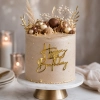 Topper na tort bok tortu Happy Birthday złoty lustrzany ozdoby dekoracje urodzinowe