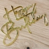 Topper na tort bok tortu Happy Birthday złoty lustrzany ozdoby dekoracje urodzinowe
