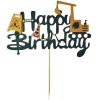 Topper na tort napis Happy Birthday brokatowy maszyny dekoracje urodzinowe