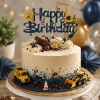 Topper na tort napis Happy Birthday brokatowy maszyny dekoracje urodzinowe