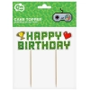 Topper ozdoby na tort napis Happy Birthday minecraft piksele dekoracje urodzinowe