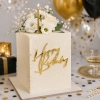 Topper na tort bok tortu Happy Birthday złoty lustrzany ozdoby dekoracje urodzinowe