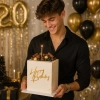 Topper na tort bok tortu Happy Birthday złoty lustrzany ozdoby dekoracje urodzinowe