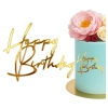 Topper na tort bok tortu Happy Birthday złoty lustrzany ozdoby dekoracje urodzinowe