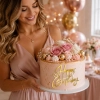 Topper na tort bok tortu Happy Birthday złoty lustrzany ozdoby dekoracje urodzinowe
