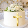 Topper na tort bok tortu krzyż złoty lustrzany ozdoby dekoracje komunijne