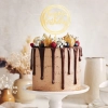 Topper ozdoby na tort napis Happy Birthday okrągły złoty akryl dekoracje urodzinowe